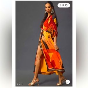 NWT Farm Rio Short-Sleeve Wrap-Front Maxi Dress